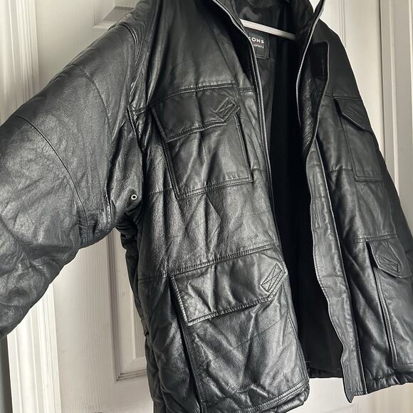 Wilsons The Leather Experts Black Vintage Leather Bomber Jacket Men's Size 1X - Picture 7 of 7